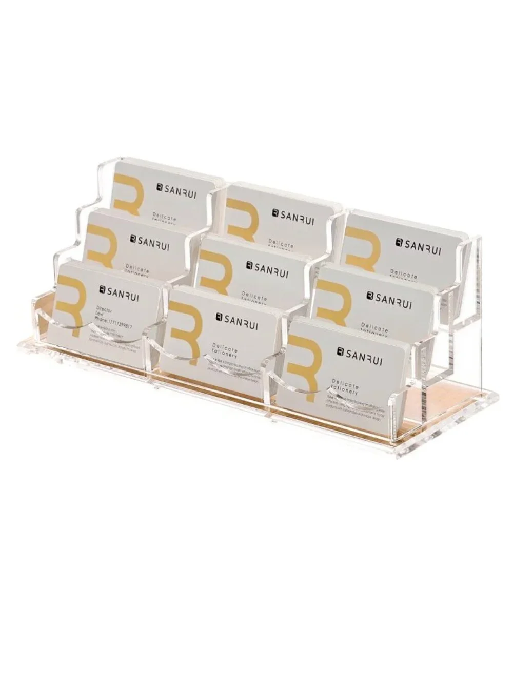SANRUI Acrylic Business Card Holder 9 Slot Desktop Display Rack Clear Office Org